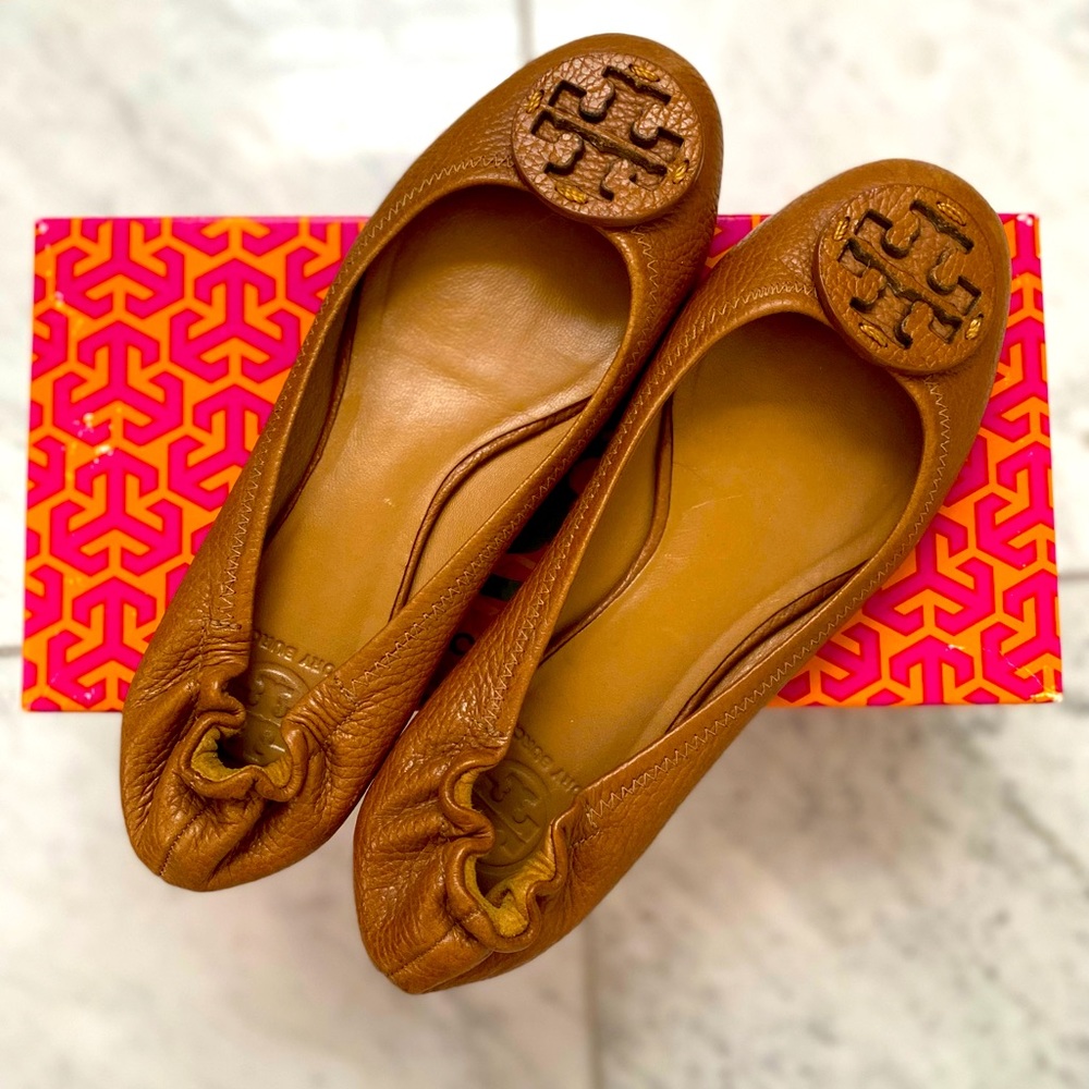 Tory Burch Reva Tumbled Leather Flat